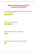 Massachusetts Life and Health Insurance Final Exam Questions & answers with complete solutions&period;