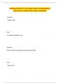 MASSACHUSETTS LIFE AND HEALTH INSURANCE EXAM QUESTIONS & ANSWERS WITH COMPLETE SOLUTIONS 2025&sol; 2026&period;