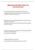 Massachusetts Mass State Life Insurance Exam Questions with complete solutions&period;