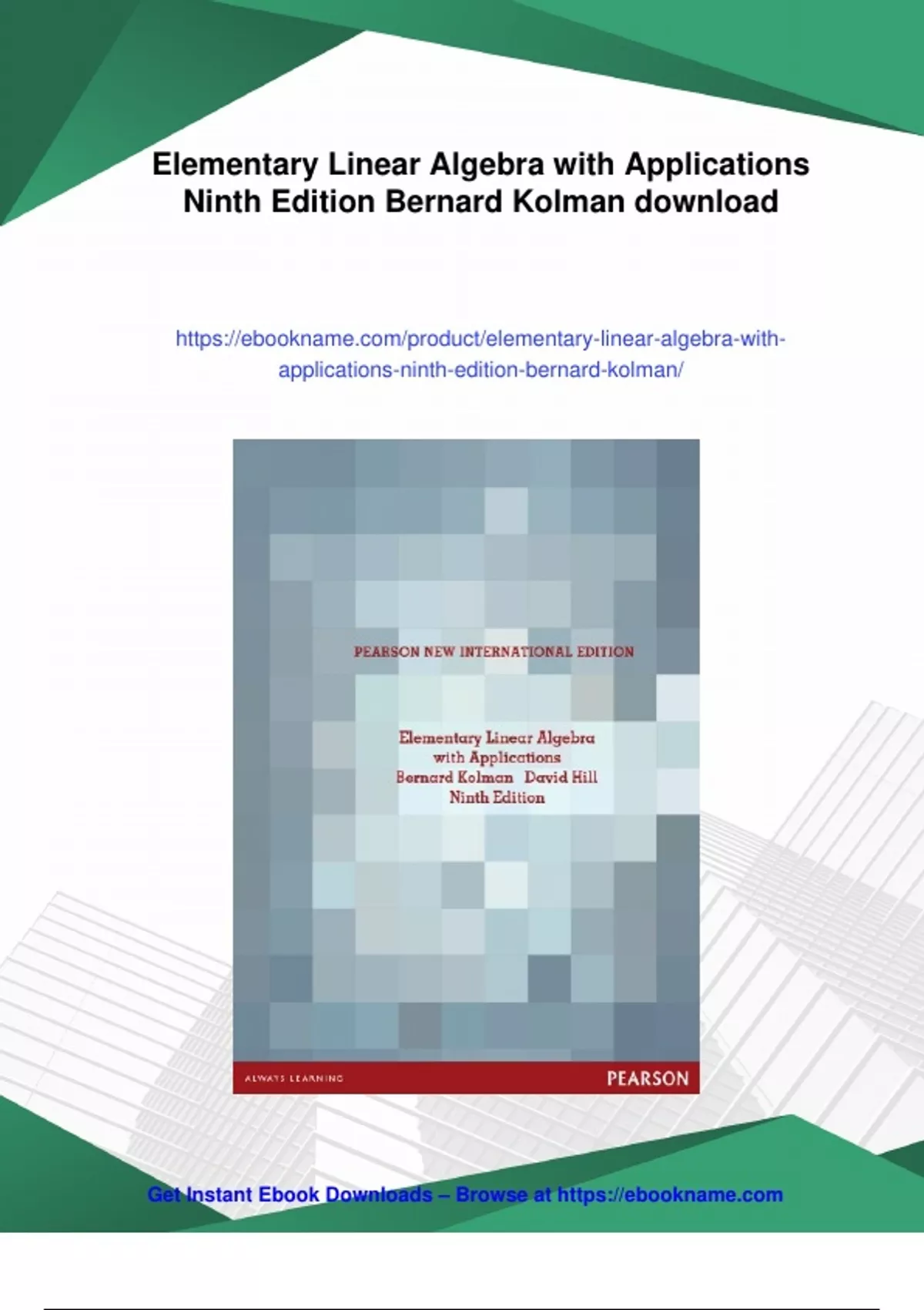 Summary Elementary Linear Algebra with Applications Ninth Edition ...