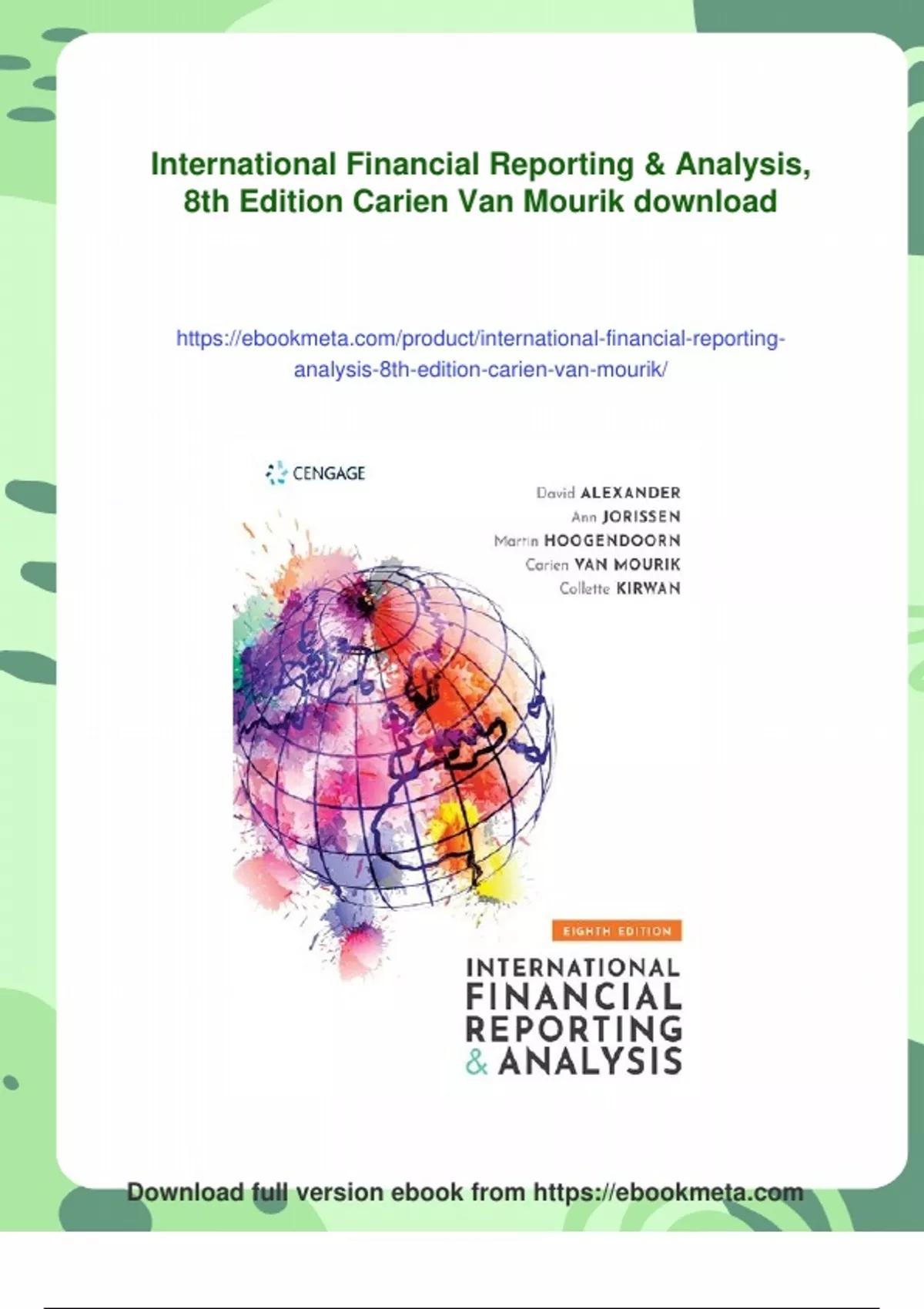 Summary International Financial Reporting & Analysis, 8th Edition ...