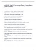 ALEKS Math Placement Exam Questions and Answers