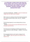 PA APPRAISER LICENSE EXAM AND PRACTICE EXAM NEWEST 2025 ACTUAL EXAM COMPLETE 200 QUESTIONS AND CORRECT DETAILED ANSWERS &lpar;VERIFIED ANSWERS&rpar; &vert;100&percnt; GUARANTEED PASS&excl;&excl;
