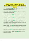 Marine Biology Exam set UPDATED  ACTUAL Exam Questions and CORRECT  Answers