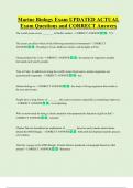 Marine Biology Exam UPDATED ACTUAL  Exam Questions and CORRECT Answers 