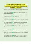 Marine Biology Final Exam Review  ACTUAL UPDATED Exam Questions and  CORRECT Answers
