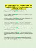Mortgage Loan Officer National Exam Test  Prep UPDATED ACTUAL Exam Questions  and CORRECT Answers
