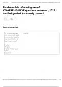 Fundamentals of nursing exam 1 COMPREHENSIVE questions answered&comma; 2025 verified graded A&plus; already passed&excl;