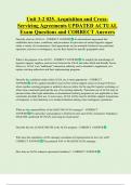 Unit 3-2 025&period; Acquisition and Cross Servicing Agreements UPDATED ACTUAL   Exam Questions and CORRECT Answers 