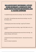 BALANCED BODY REFORMER 1 STUDY GUIDE SUMMARY &vert; COMPLETE TEST BANK WITH UPDATED QUESTIONS AND A&plus; RATED ANSWERS