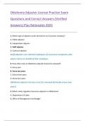Oklahoma Adjuster License Practice Exam Questions and Correct Answers &lpar;Verified  Answers&rpar; Plus Rationales 2025