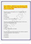 PAX VERBAL ABILITY Exam Questions With 100&percnt; Correct and Verified Answers Graded A&plus; Latest Versions 2025&period;