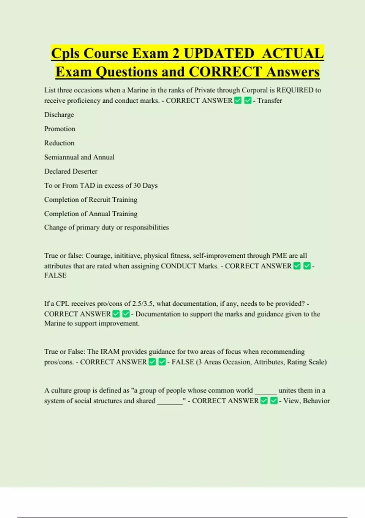 Cpls Course Exam 2 UPDATED ACTUAL Exam Questions and CORRECT Answers ...