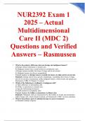 NUR2392 Exam 1 2025 &ndash; Actual Multidimensional Care II &lpar;MDC 2&rpar; Questions and Verified Answers &ndash; Rasmussen