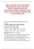 NERC CERTIFICATION TEST EXAM  2025&sol;2026 BANK ACCURATE REAL  EXAM 2 VERSIONS WITH 500  QUESTIONS TESTING VERSIONS AND A  STUDY GUIDE &vert; EXPERT VERIFIED FOR  GUARANTEED PASS