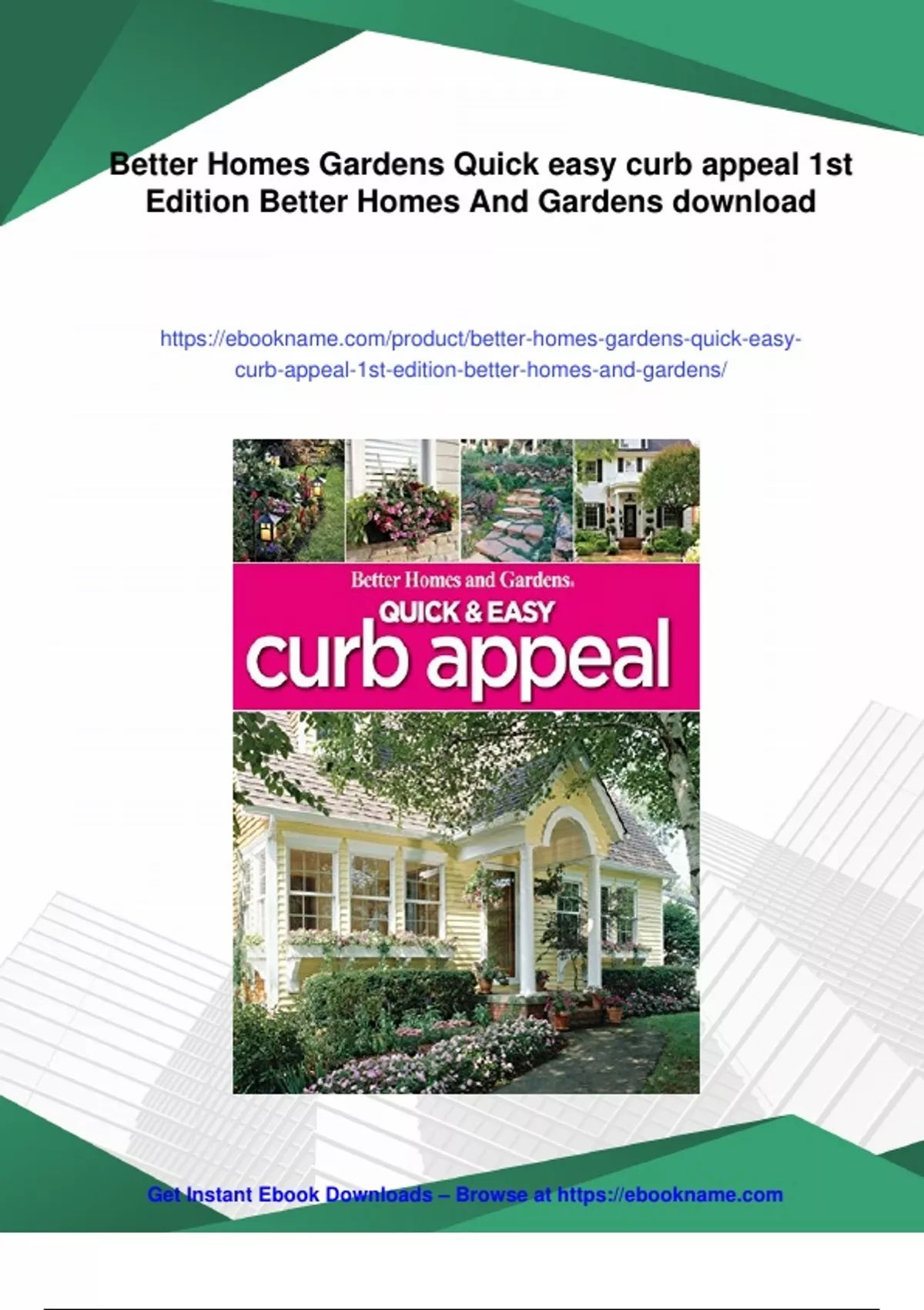 Summary Better Homes Gardens Quick easy curb appeal 1st Edition Better ...