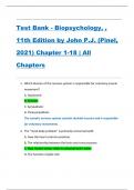 Test Bank - Biopsychology&comma; &comma;  11th Edition by John P&period;J&period; &lpar;Pinel&comma;  2021&rpar; Chapter 1-18 &vert; All  Chapters