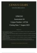OPM1501 Assessment 04 &lpar;147556&rpar; Closing Date 7 August 2025