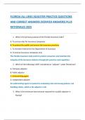 FLORIDA ALL LINES ADJUSTER PRACTICE QUESTIONS  AND CORRECT ANSWERS &lpar;VERIFIED ANSWERS&rpar; PLUS  RATIONALES 2025