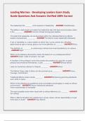 Leading Marines - Developing Leaders Exam Study  Guide Questions And Answers Verified 100&percnt; Correct 