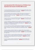 Learning System RN 3&period;0 Nursing Care of Children Exam  Questions And Answers Verified 100&percnt; Correct 