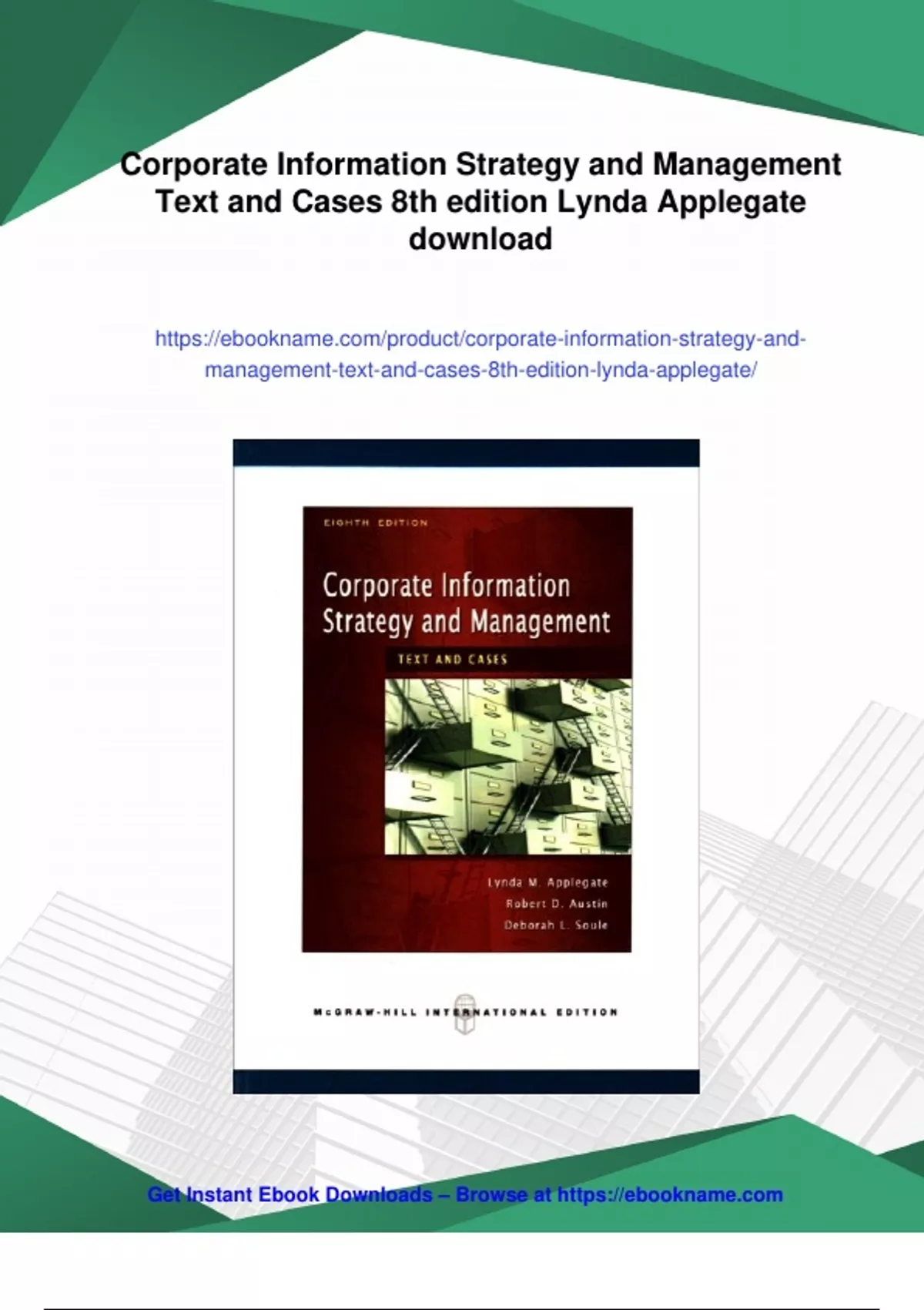 Summary Corporate Information Strategy and Management Text and Cases ...