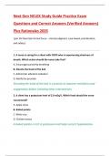 Next Gen NCLEX Study Guide Practice Exam Questions and Correct Answers &lpar;Verified Answers&rpar;  Plus Rationales 2025 &lpar;per the Next Gen format focus &ndash; clinical judgment&comma; case-based&comma; prioritization&comma;  and safety&rpar;