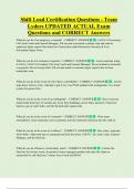 Shift Lead Certification Questions - Team  Lyders UPDATED ACTUAL Exam  Questions and CORRECT Answers 