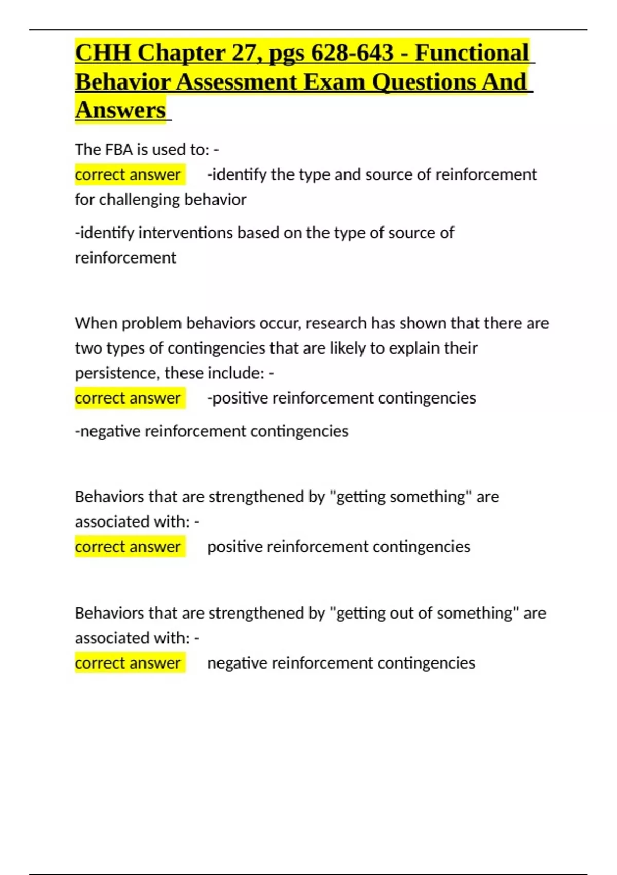 CHH Chapter 27, pgs 628-643 - Functional Behavior Assessment Exam ...