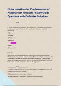 Nclex questions for Fundamentals of Nursing with rationale &sol; Study Guide Questions with Definitive Solutions&period;