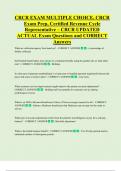 CRCR EXAM MULTIPLE CHOICE&comma; CRCR  Exam Prep&comma; Certified Revenue Cycle  Representative &ndash; CRCR UPDATED  ACTUAL Exam Questions and CORRECT  Answers 