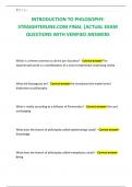 INTRODUCTION TO PHILOSOPHY&colon; STRAIGHTERLINE&period;COM FINAL &vert;ACTUAL EXAM QUESTIONS WITH VERIFIED ANSWERS