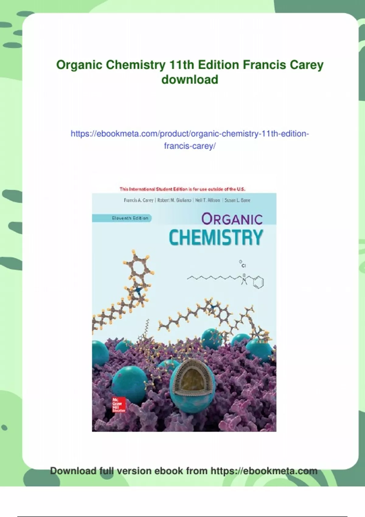 Summary Organic Chemistry 11th Edition Francis Carey - Digital Download ...