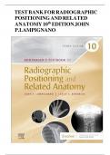 Test Bank for Bontragers Textbook of Radiographic Positioning and Related Anatomy 10th Edition by Lampignano