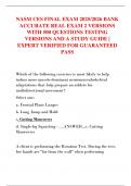 NASM CES FINAL EXAM 2025&sol;2026 BANK  ACCURATE REAL EXAM 2 VERSIONS  WITH 500 QUESTIONS TESTING  VERSIONS AND A STUDY GUIDE &vert;  EXPERT VERIFIED FOR GUARANTEED  PASS