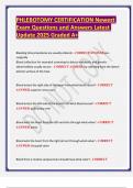 PHLEBOTOMY CERTIFICATION Newest Exam Questions and Answers Latest Update 2025 Graded A&plus;&period;
