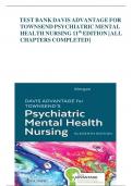 Complete Test Bank For Davis Advantage for Psychiatric Mental Health Nursing 11th Edition By Karyn I&period; Morgan&semi; Mary C&period; Townsend &vert; All Chapters 1-43&vert; Complete Guide with Verified Solution&vert; Latest 2025 A&plus;
