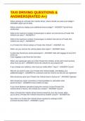 TAXI DRIVING QUESTIONS & ANSWERS&lpar;RATED A&plus;&rpar;