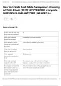New York State Real Estate Salesperson Licensing ACTUAL EXAM &lpar;2025&rpar; 100&percnt;VERIFIED &vert;complete QUESTIONS AND ANSWERS &vert; GRADED A&plus;&period;