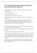 NY Life Insurance Exam Review questions and answers with solutions&period;