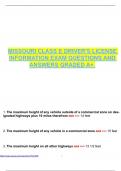 MISSOURI CLASS E DRIVER'S LICENSE INFORMATION EXAM QUESTIONS AND ANSWERS GRADED A&plus;&period;