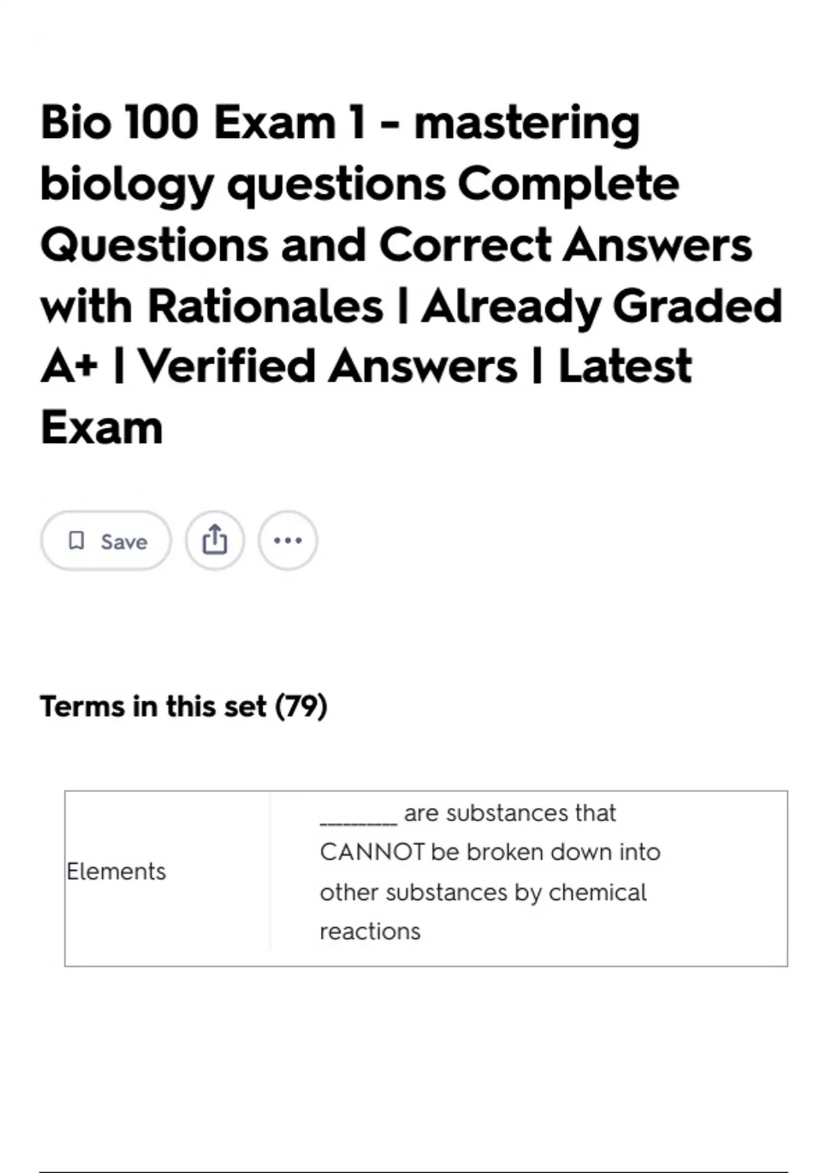 Bio 100 Exam 1 - mastering biology questions Complete Questions and ...