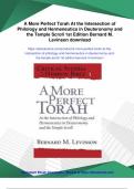 A More Perfect Torah At the Intersection of Philology and Hermeneutics in Deuteronomy and the Temple Scroll 1st Edition Bernard M&period; Levinson - Instant Download