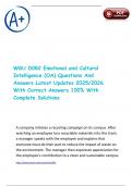 WGU D082 Emotional and Cultural Intelligence &lpar;OA&rpar; Questions And Answers Latest Updates 2025&sol;2026 With Correct Answers 100&percnt; With Complete Solutions