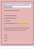 Maryland Home Improvement PSI Exam Study Guide
