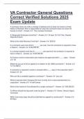 VA Contractor General Questions Correct Verified Solutions 2025 Exam Update