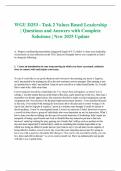 WGU D253 - Task 2 Values Based Leadership &vert; Questions and Answers with Complete Solutions &vert; New 2025 Update