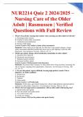 NUR2214 Quiz 2 2024&sol;2025 &ndash; Nursing Care of the Older Adult &vert; Rasmussen &vert; Verified Questions with Full Review