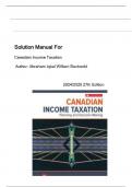 Solution Manual for Canadian Income Taxation&colon; Planning and Decision Making 2024&sol;2025 27th Edition by Abraham Iqbal&comma; William Buckwold&comma; Joan Kitunen and Matthew Roman isbn-9781266002724 All Chapters Latest Guide