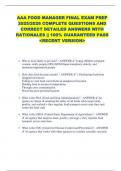 AAA FOOD MANAGER FINAL EXAM PREP  2025&sol;2026 COMPLETE QUESTIONS AND  CORRECT DETAILED ANSWERS WITH  RATIONALES &vert;&vert; 100&percnt; GUARANTEED PASS  <RECENT VERSION> 